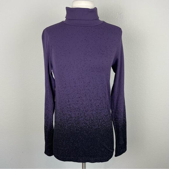 Athleta Purple Black Ombre Ribbed Knit Turtleneck Sweater Medium - Picture 2 of 8